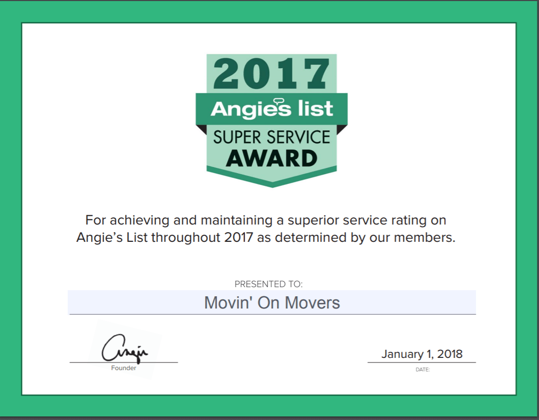 Angies List Super Service Award